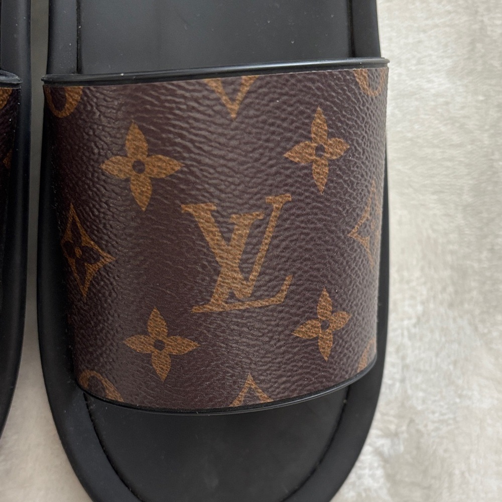Louis Vuitton Monogram Brown and Black Slides - Picture 7 of 10